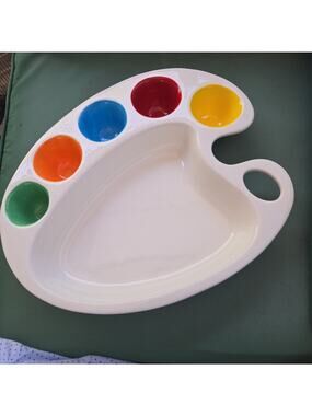 blanc de blanc, White Ceramic Collection, Artist Pallete Chip and Dip Platter